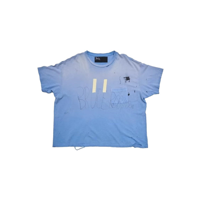Play Hollywood Bruce Robinson Hand‑Scribble Tape‑Accent Paint‑Splatter Pocket Cropped Boxy Short‑Sleeve Tee Hover Image