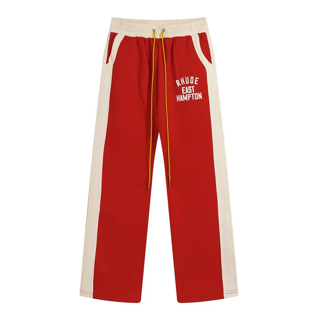 RHUDE East Hampton Color‑Block Wide Leg Sweatpants Red Hover Image