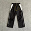 Rhude Knee Pleated Color‑Block Wide Leg Nylon Track Pants Black