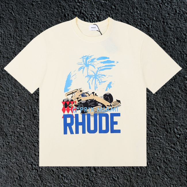 Rhude Grand Prix Miami F1 Race Car Cream Oversized T‑Shirt Hover Image