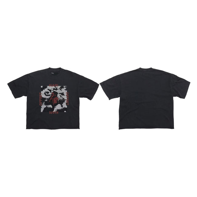 Play Hollywood Kiari Offset Red‑Text Square‑Portrait Cropped Boxy Short‑Sleeve Tee Hover Image