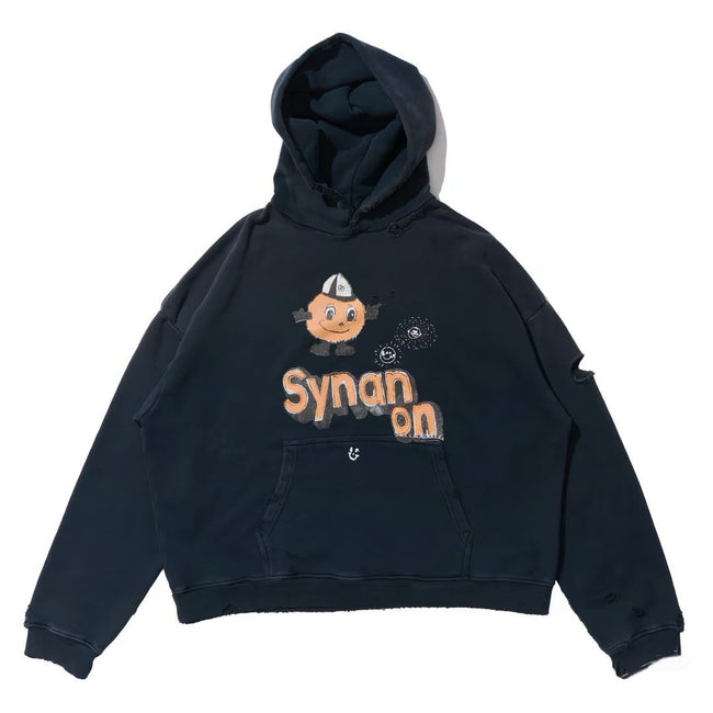 Play Hollywood Vintage‑Wash Black Cropped Hoodie Hover Image
