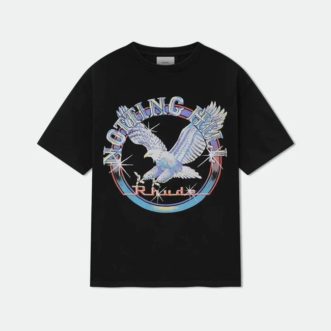Rhude Nothing Hill Eagle Graphic Oversized T‑Shirt Black Hover Image