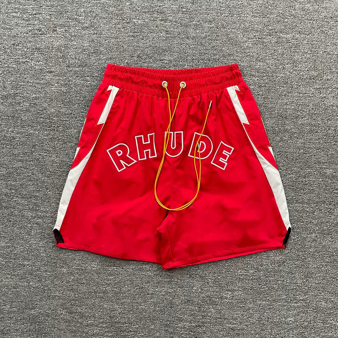 Rhude Red White Contrast Nylon Shorts
