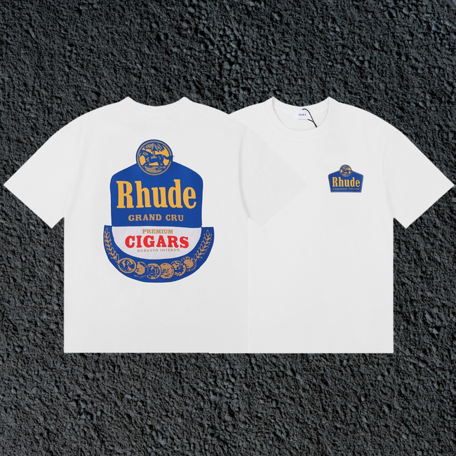 Rhude Grand Cru Cigars Label Dual Sided White Oversized T‑Shirt Hover Image