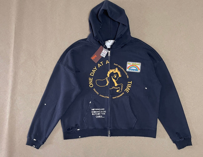 Play Hollywood Vintage‑Wash Navy Blue Oversized Hoodie Hover Image