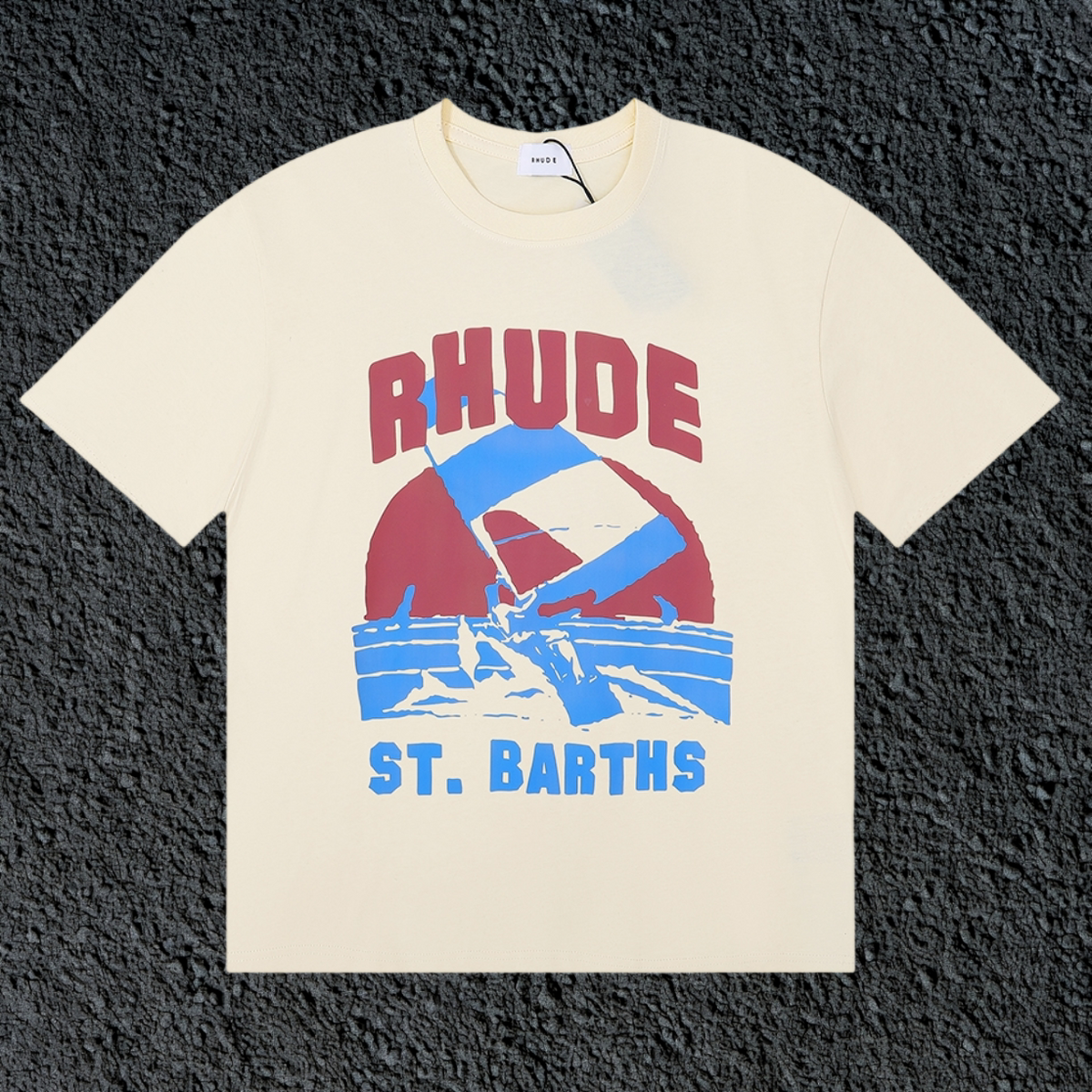 Rhude St.Barths Sailboat Sunset Cream Oversized T‑Shirt