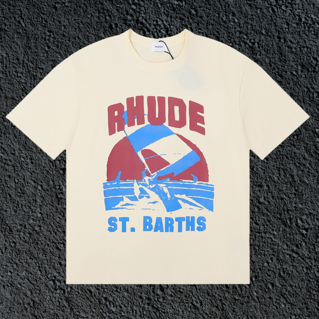 Rhude St.Barths Sailboat Sunset Cream Oversized T‑Shirt Hover Image