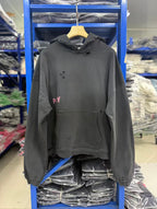 Play Hollywood Vintage‑Wash Black Cropped Oversized Hoodie