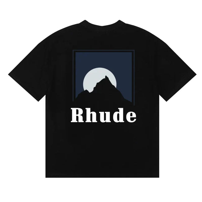 Rhude Mountain Moon Back Print Oversized Tee Black Hover Image