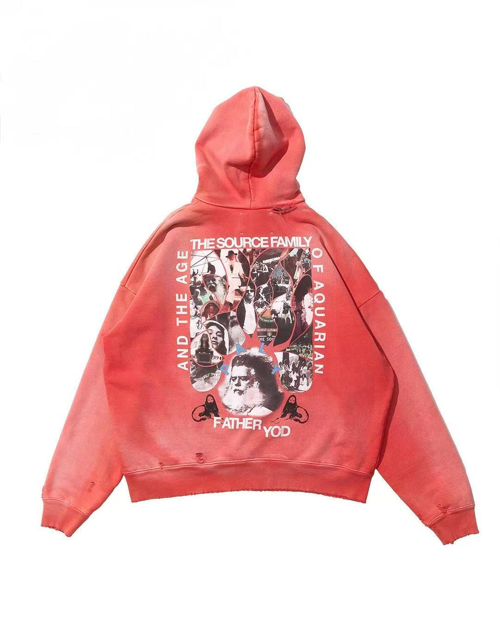 Play Hollywood Vintage‑Wash Red Pullover Oversized Hoodie