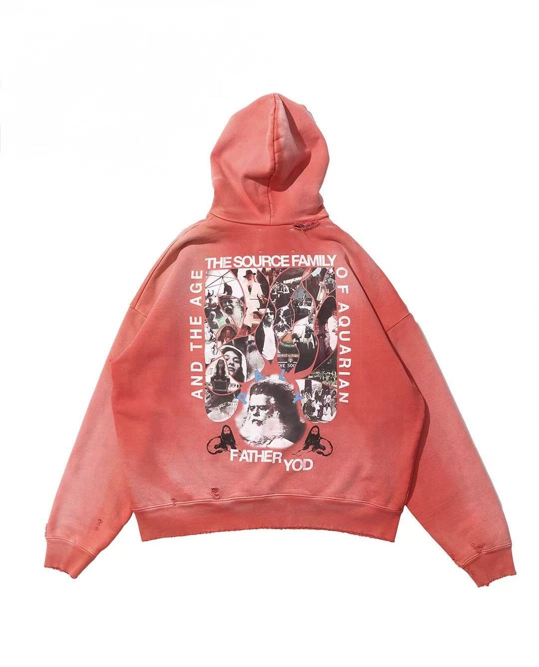 Play Hollywood Vintage‑Wash Red Pullover Oversized Hoodie