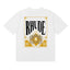 Rhude Golden Crest Ornate Frame Back Print White Oversized T‑Shirt