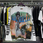 Roughplay Statue Of Liberty Sunset Rhinestone‑Style Vintage Distressed Long Sleeve T‑Shirt