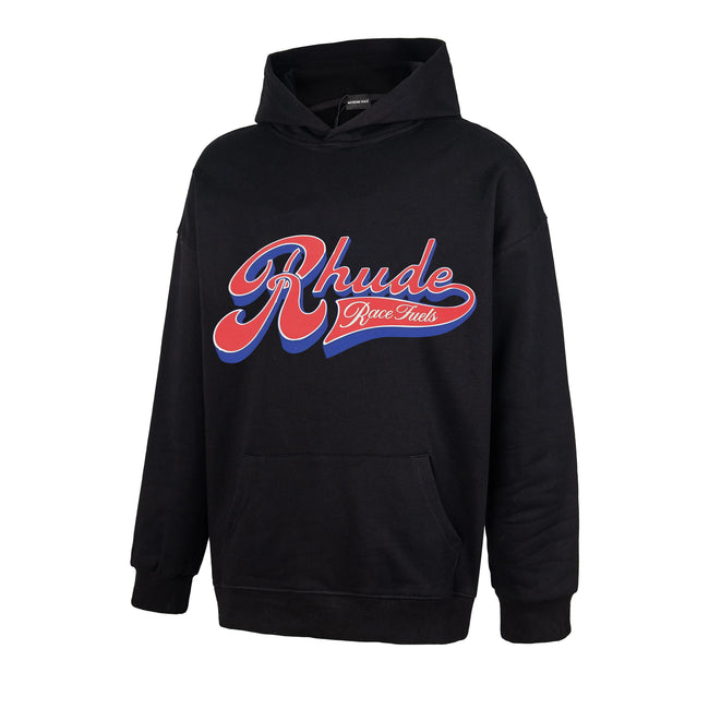 RHUDE Rhude Tour Script Logo Hoodie Black Hover Image