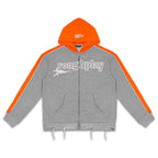 Roughplay Color‑Block Grey Orange Zip‑Up Hoodie
