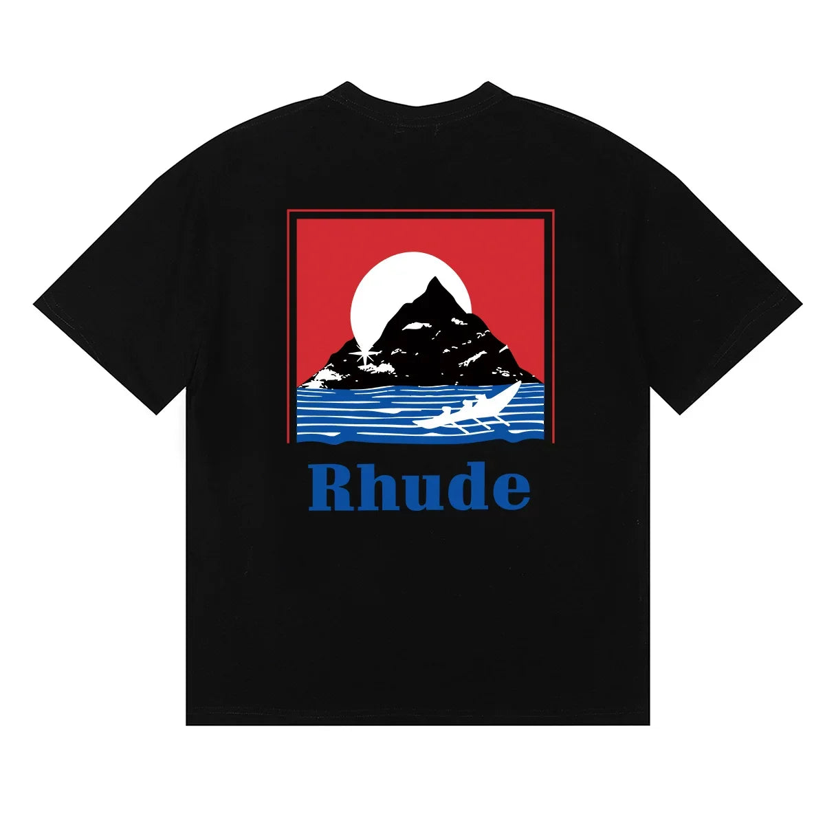 Rhude Men Retro Mountain Sunset Graphic Boxy Fit Streetwear Tee