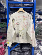 Play Hollywood Vintage‑Wash Cream Cropped Oversized Hoodie（副本）