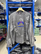 Play Hollywood Vintage‑Wash Grey Cropped Long Sleeve T‑Shirt