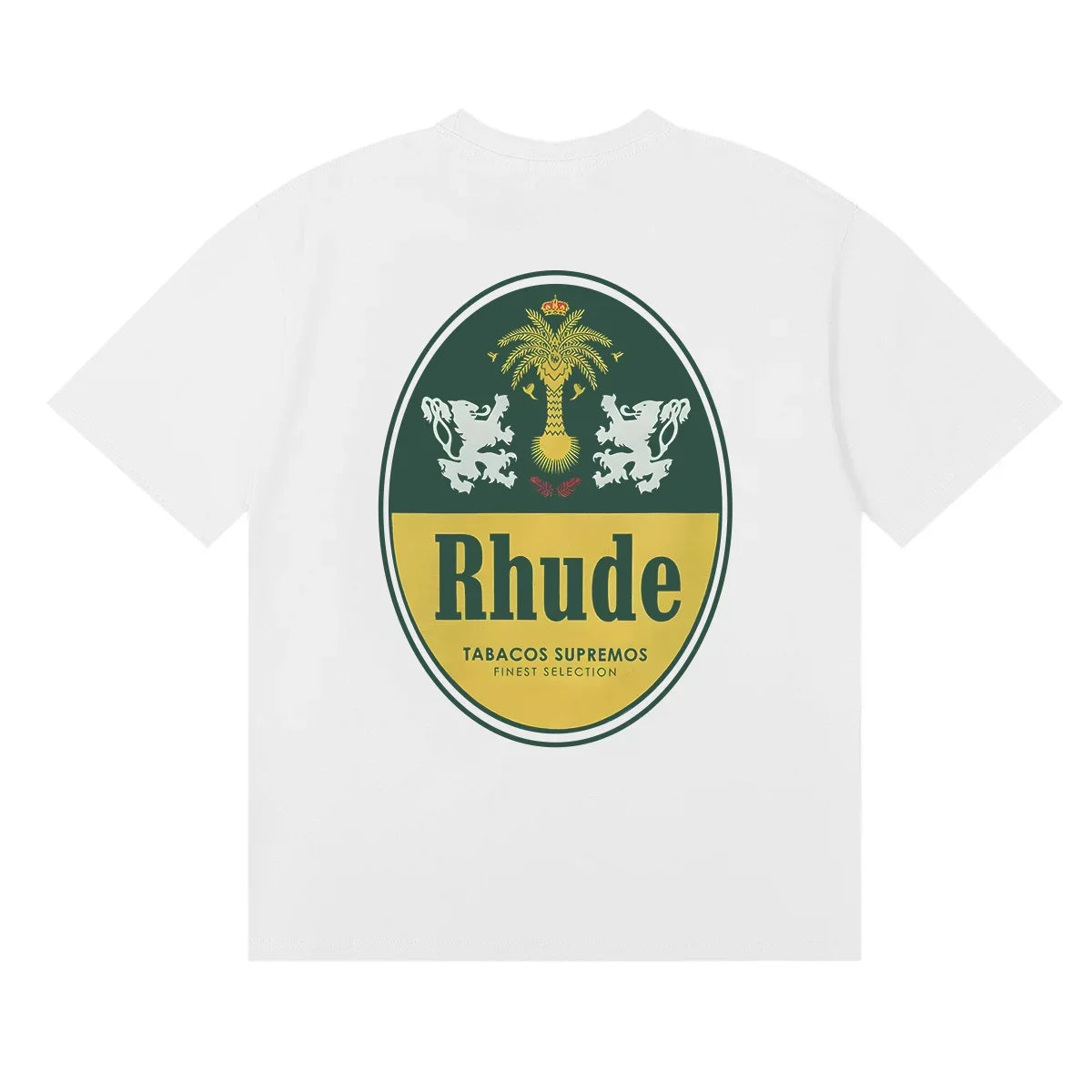 Rhude Vintage Oval Crest Back Logo White Oversized T‑Shirt
