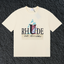 Rhude St Barts Palm Retro Striped Logo Cream Oversized T‑Shirt