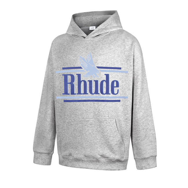 RHUDE Eagle Striped Logo Hoodie Light Heather Grey Hover Image
