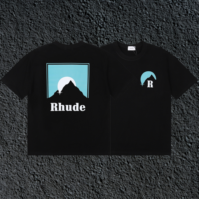 Rhude Mountain Moon Dual Sided Black Oversized T‑Shirt Hover Image