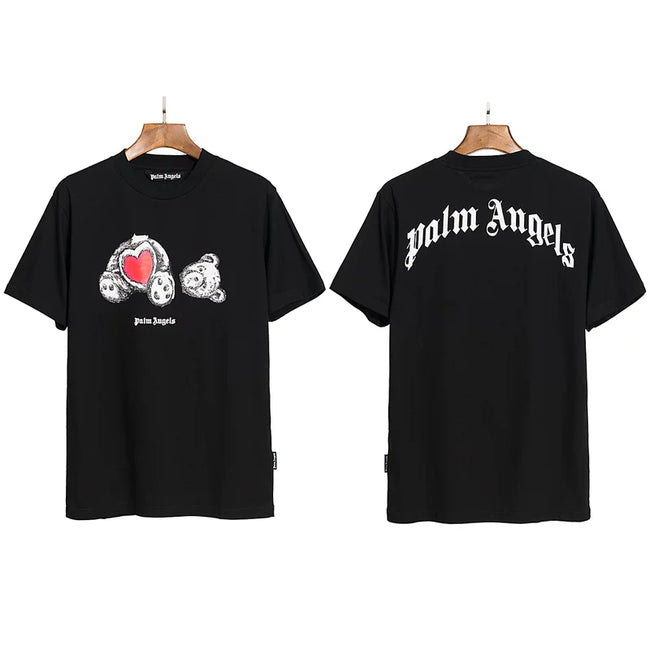 Palm Angels Heart Bear Graphic T-Shirt - Black Hover Image