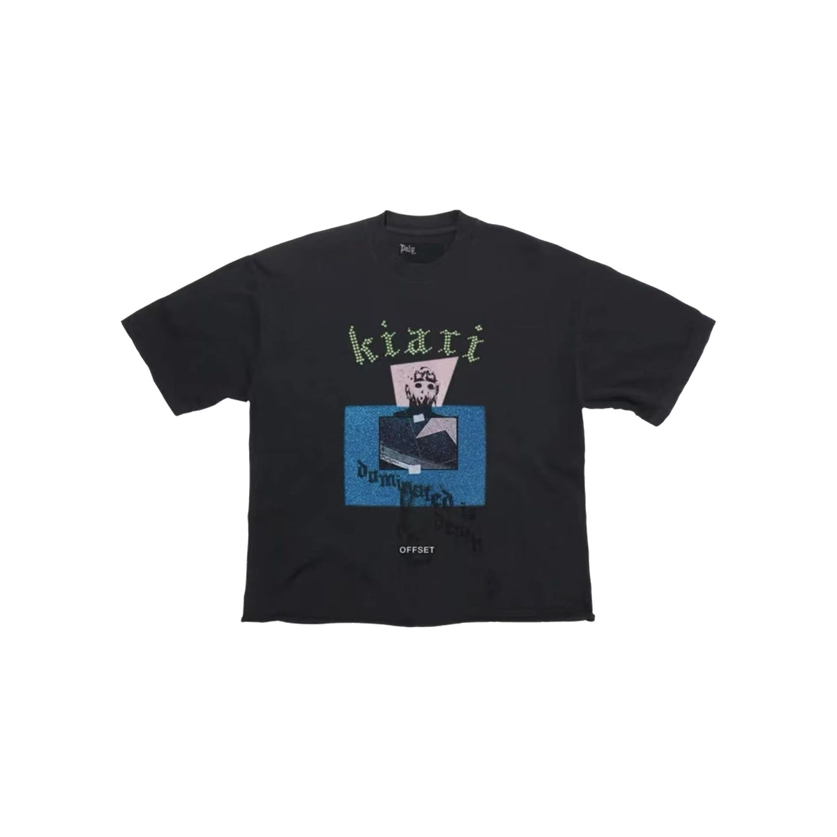 Play Hollywood Kiari Offset Glitch‑TV‑Screen Multi‑Graphic Cropped Boxy Short‑Sleeve Tee