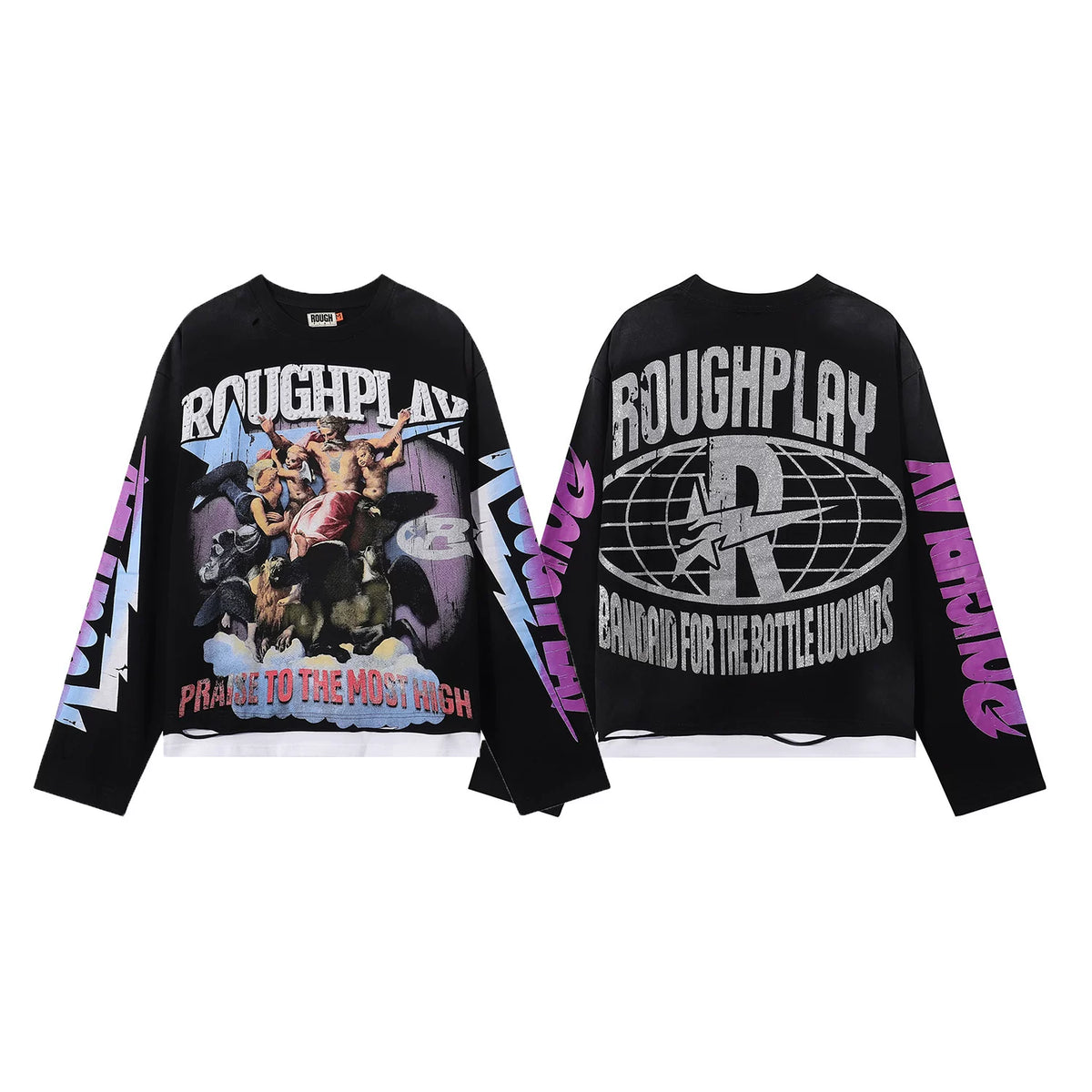 Roughplay Praise To The Most High Vintage Distressed Long Sleeve T‑Shirt