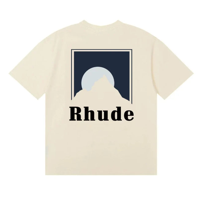 Rhude Mountain Moon Back Print Oversized Tee Cream Hover Image