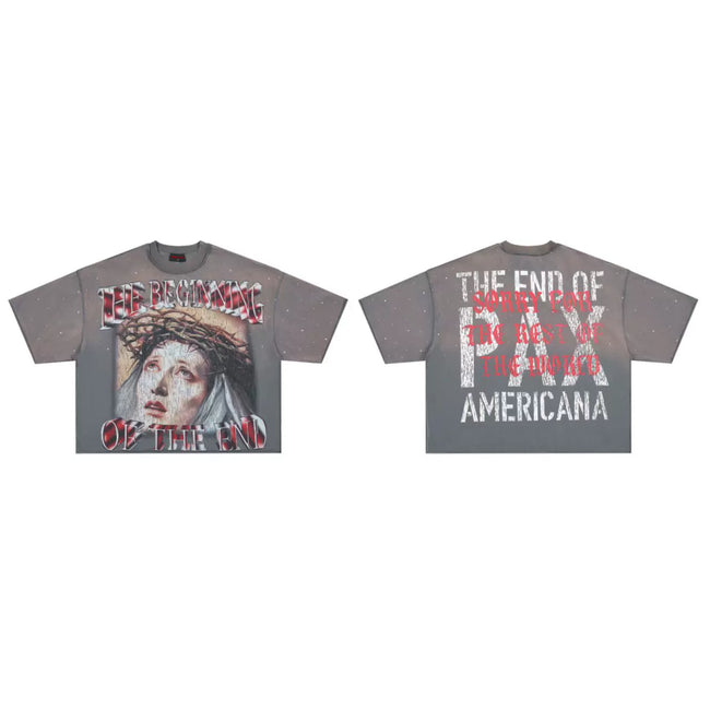 ROUGHPLAY Grey Boxy Cropped T‑Shirt Hover Image