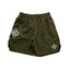 Rhude Cross Graphic Olive Green Nylon Shorts