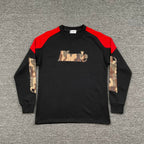 Rhude Camo Patch Logo Raglan Long Sleeve Tee Black Red