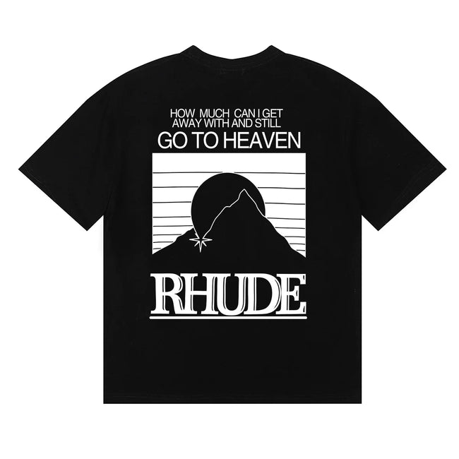 Rhude Men Retro Slogan Mountain Graphic Boxy Fit Streetwear Tee Hover Image
