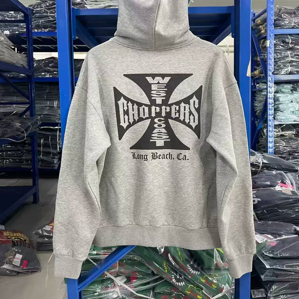 West Coast Choppers Front‑Cross‑Logo Pullover Hoodie Heather Grey
