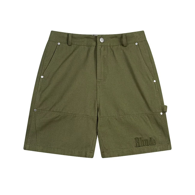 Rhude Olive Green Rivet Cargo Shorts Hover Image