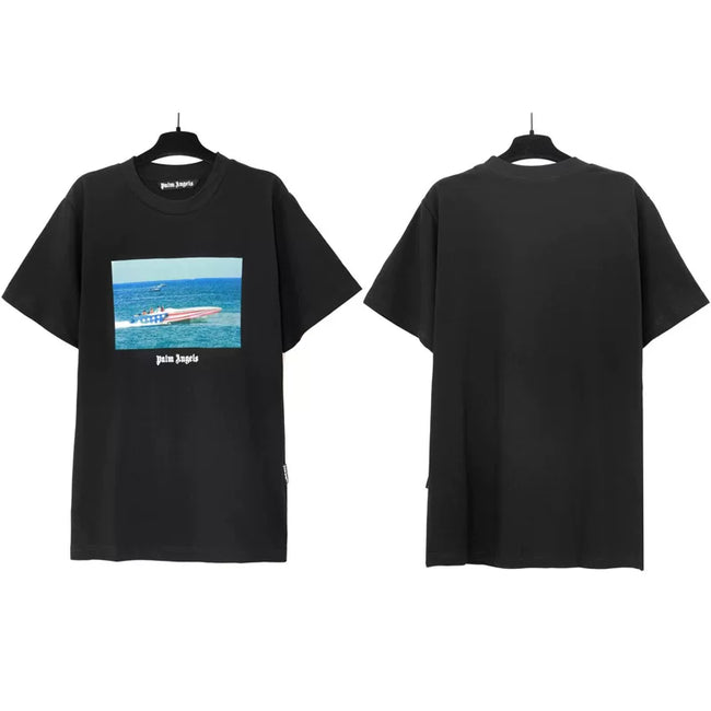 Palm Angels Ocean Speedboat Photo Graphic T-Shirt - Black Hover Image