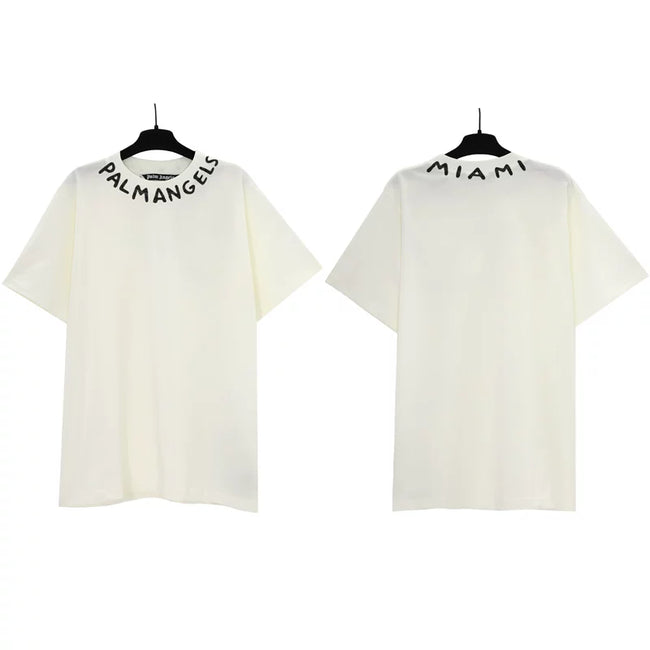Palm Angels Neckline Collar Logo T-Shirt - White/Miami Hover Image