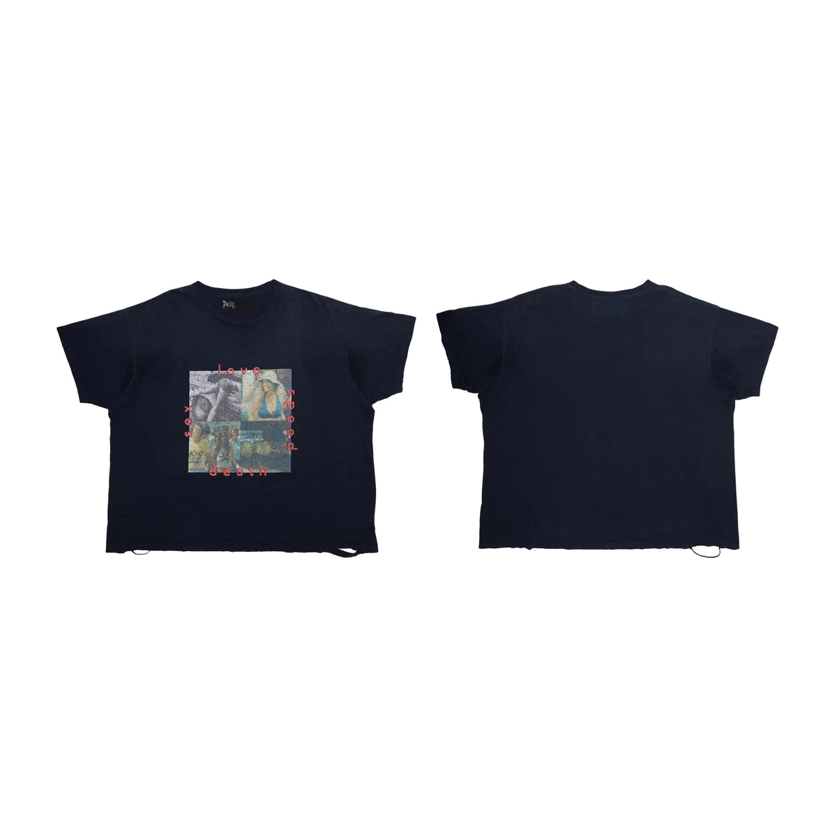 Play Hollywood Love Yes Death Quad‑Panel Photo‑Collage Cropped Boxy Short‑Sleeve Tee