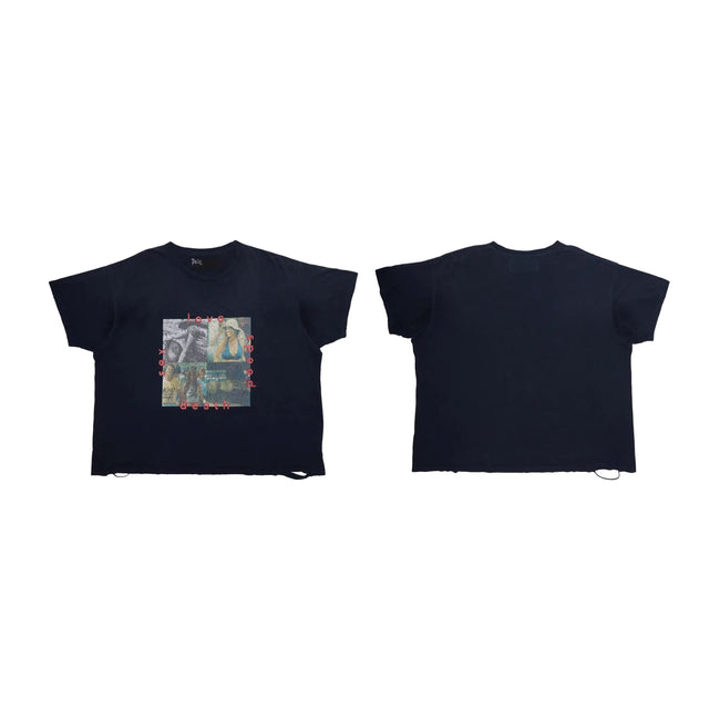 Play Hollywood Love Yes Death Quad‑Panel Photo‑Collage Cropped Boxy Short‑Sleeve Tee Hover Image