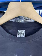 West Coast Choppers Front‑Back‑Sleeve Cross‑Logo Vintage Wash Long‑Sleeve Tee Black‑Blue