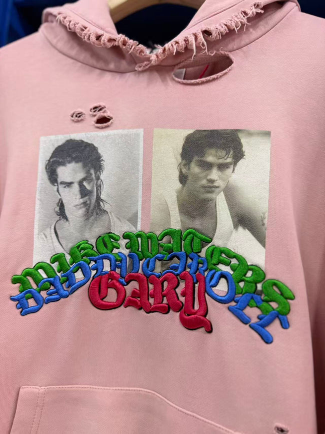 Play Hollywood Vintage‑Wash Pink Cropped Oversized Hoodie Main Image