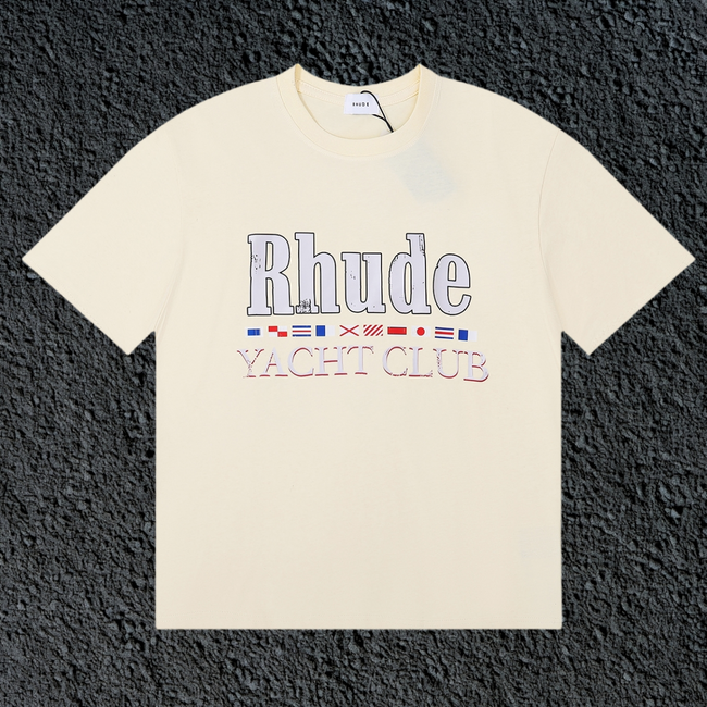Rhude Yacht Club International Flag Badge Vintage Cream Oversized T‑Shirt Hover Image