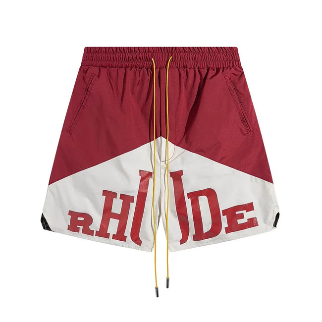 Rhude Big Logo Color Block Nylon Shorts Hover Image