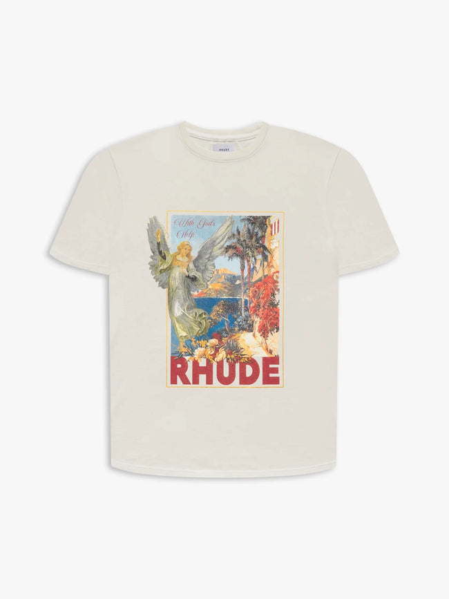 Rhude Angel Vintage Poster Art Oversized T‑Shirt Off‑White Hover Image