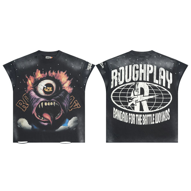 Roughplay Black Vintage Washed Sleeveless Boxy Tank Top Hover Image