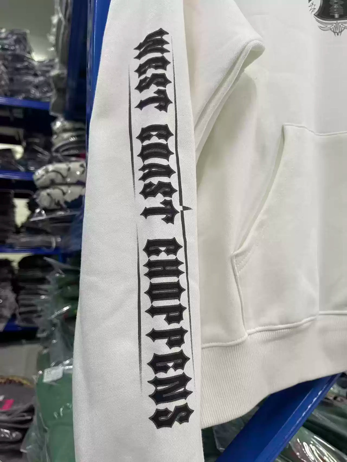 West Coast Choppers Front‑Back‑Sleeve Cross‑Logo Pullover Hoodie Off‑White