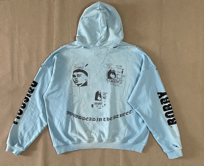 Play Hollywood Vintage‑Wash Light Blue Oversized Hoodie Main Image