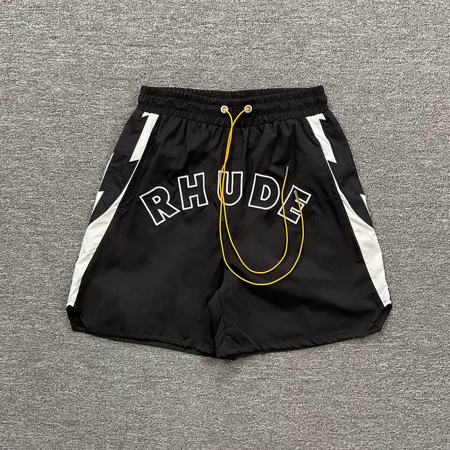 Rhude Contrast Panel Logo Nylon Shorts Hover Image